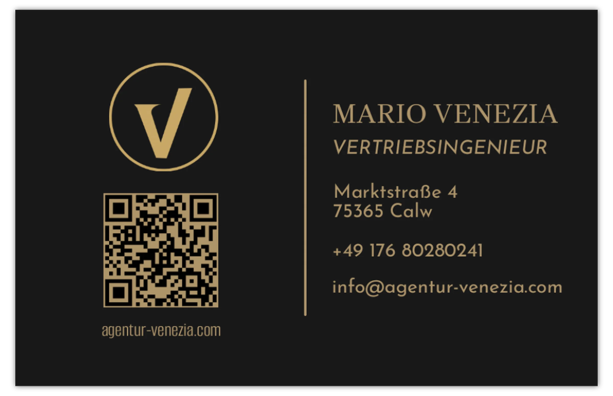 Agentur Venezia Visitenkarte Rückseite Agentur Venezia Visitenkarte Rückseite